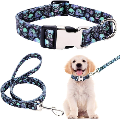 Dog Collar and Leash Set for Daily Outdoor Walking Running Training,Design for Large Boys Girls Dogs Cats Pets(L)...