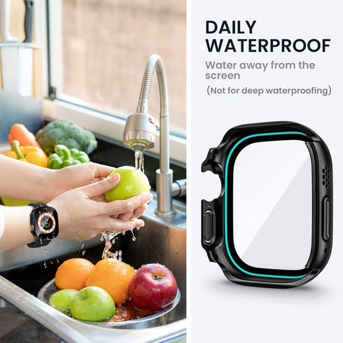Tensea (2 in 1) for Waterproof Apple Watch Ultra 2/Ultra Screen Protector Case 49mm Accessories, iWatch Protective PC Face Cover Built-in Tempered...