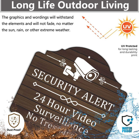 2 Pack Security Alert 24 Hour Video Surveillance Signs No Trespassing Signs 12 x 12 Inches CCTV Camera Warning Safety Signs Metal Reflective Sturd...