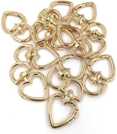 12 Pcs 3/4 Inch Outside Width Zinc Alloy Heart Shape Swivel Buckles Trigger Spring Keyring Buckle, Clasps Hooks Keychain Ring Buckles Shinning Swi...