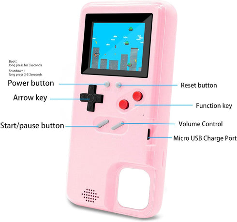 LucBuy Game Console Case Compatible for iPhone 11 Pro Max, Retro Protective Cover Self-Powered Case with 36 Small Games, Full Color Display, Shock...
