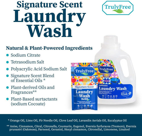 Laundry Detergent for Sensitive Skin | Gentle & Safe for Baby Clothes | Plant-Based | Easy to Dissolve to Create a Liquid| Include 1 Refillable Bo...