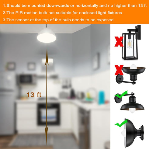 GREENIC Motion Sensor Light Bulbs Indoor, E26 A19 9w Led Outdoor Security Lights with Pir Motion Detector and Dusk to Dawn Sensor, 60 Watt Equival...