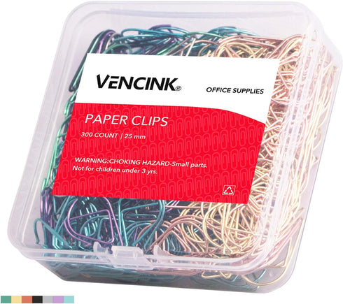 300 Pieces Multicolor Cute Paper Clips, Smooth Stainless Steel Drop-Shaped Colorful Wire Small Paperclips for Office Supplies Girls Kids School St...