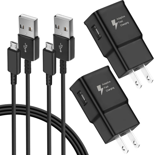 Adaptive Fast Charger Kit Compatible with Samsung Galaxy S7/S7 Edge S6 /S6 Edge/ Note5/4 S4/S3 S2 J7 J7V J5 J3 J3V J2/G3 G4 K20/ Moto E4 E5, USB W...