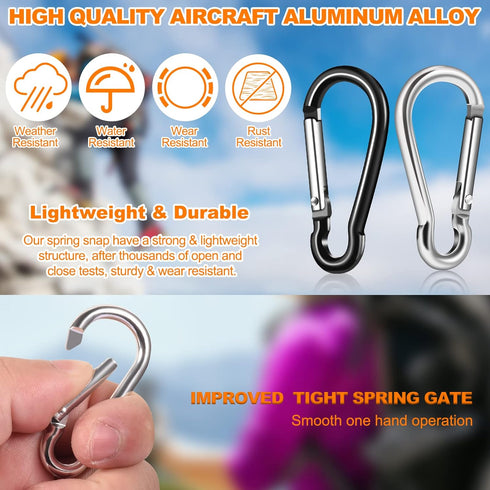Flag Pole Ring Replacement Carabiner Clips | 4 Pcs Aluminum Alloy Flag Pole Clip Spring Snap Hooks for Grommeted Flag | Replaceable Flagpole Hardw...