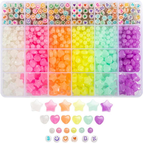 1020Pcs Candy Color Acrylic Alphabet Letter Beads Round Number Heart Star Beads Colorful Plastic Pastel Kandi Loose Beads Bulk for Bracelets Jewel...