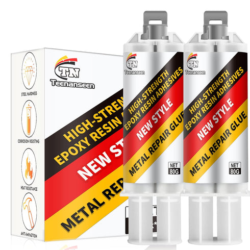 Metal Repair Glue, 2 Pack Professional Grade Metal to Metal Glue Heavy Duty for Metal, Plastics and Ceramics, High-Temperature Heat Resistant Epox...