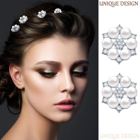 44 Pieces Pearl Rhinestone Buttons Rhinestone Faux Pearl Embellishments Pearl Brooch Alloy Floral Pendants for Jewelry Making Clothes Bags Shoes S...