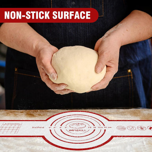 2PCS Silicone Bread Sling, Reusable Bread Baking Mat with Long Handles for Dutch Oven Liners, Non-Stick & Easy Clean Silicone Bread Mat(1 Red+1 Bl...