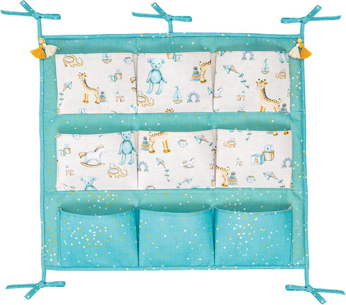 Baby Crib Side Organizer - Organizer Tote Bag - Nursery Storage Bin for Changing Table | Portable Car Travel Organizer (Blue)...