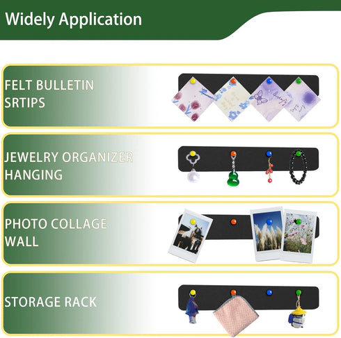 Bulletin board, Jeethemy Felt Pin Board Bar Strips, Self Adhesive Cork Boards for Walls with 35 Push Pins for Bedrooms Offices Home Decoration,5 P...