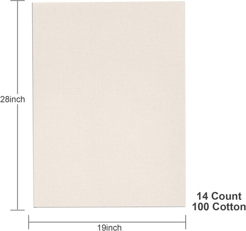 Aida Cloth 14 Count Cross Stitch Fabric,19×28inch (14CT, Off White)...