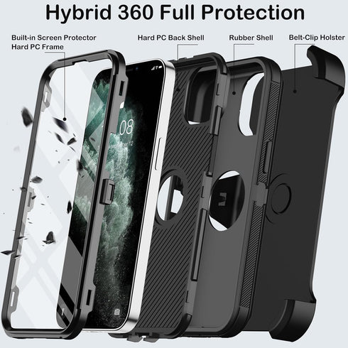 for iPhone 11 Pro Max Case with Belt Clip Holster,Built-in Screen Protector,Heavy Duty Shockproof Drop Protection Military Grade Durable Phone Cov...