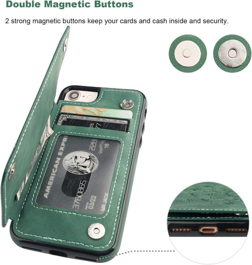 Vaburs Wallet Case for iPhone SE(2022)/SE(2020)/8/7 with Card Holder, Embossed Mandala Pattern Flower Premium PU Leather Double Magnetic Buttons F...