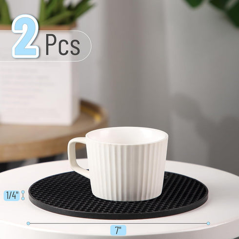 BTaT- Silicone Trivet Mats, 2 Pack, Black, Round Silicone Trivet, Silicone Hot Pads for Kitchen, Silicone Trivets for Hot Pots and Pans, Silicone ...