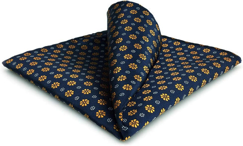 S&W SHLAX&WING Classic Handkerchief for Men Blue Orange Flower Pocket Square 12.6"...
