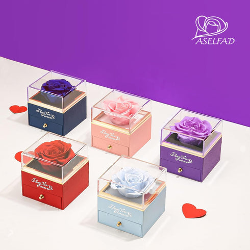 ASELFAD Preserved Real Purple Rose Gifts for Mothers Day, Forever Flowers Gifts for Mom Grandma Girlfriend Wife, Christmas, Valentines, Sweetest D...