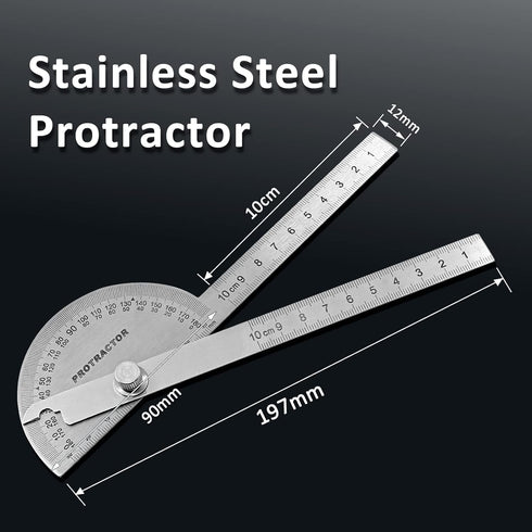 Angle Protractor 0-180 Degrees, Stainless Steel Angle Finder, Double Arms Protractor Ruler Woodworking Degree Protractor Craftsman Measuring Tools...