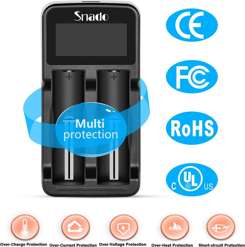 Intelligent Charger, Snado LCD Display Universal Smart Charger for Rechargeable Batteries Li-ion Batteries 18650 18490 18350 17670 17500 16340 145...