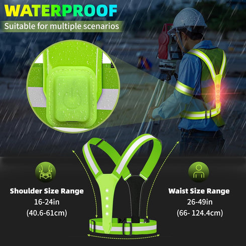 LED Reflective Vest USB Rechargeable Running Gear Night Light up Vest Safety Gear Adjustable Elastic Size Night Running LED VES for Men/Women/Chil...