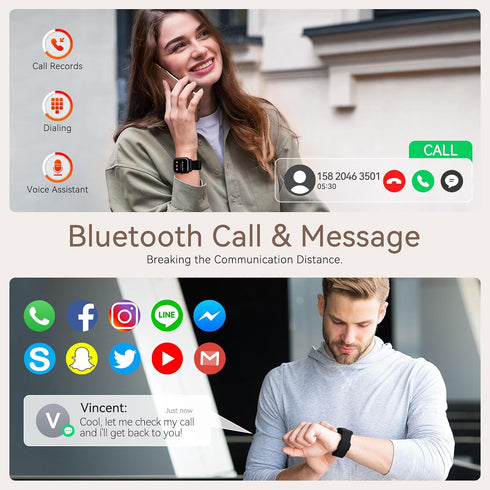 Smart Watches for Men Women(Answer/Make Calls) 1.96” HD Big Screen Smart Watch 100+ Sports Mode Fitness Watch with Heart Rate Sleep Monitor IP68 W...