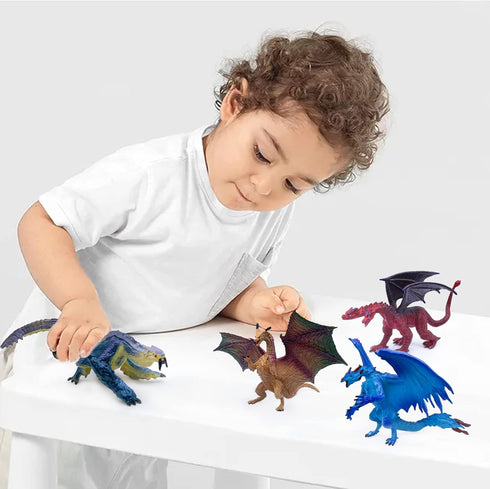 SIENON 5" & 3" Dragon Toy Figures - 10 Pack Assorted Mythical Figurines for Cake Toppers & Party Favors...