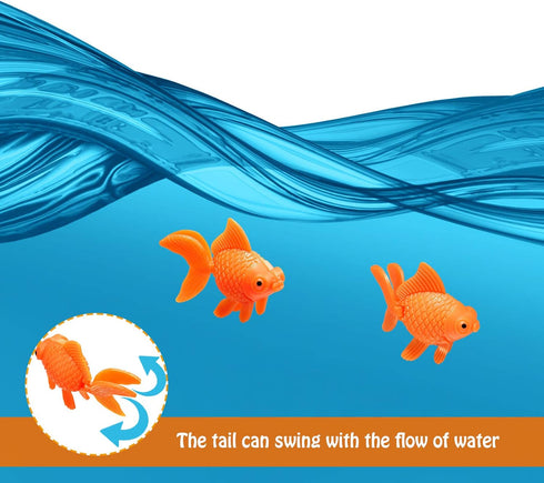 Sumind 30 Pieces Fake Goldfish Plastic Floating Artificial Aquarium Fish Realistic Moving Orange Goldfish Fish Ornament Decorations for Aquarium F...
