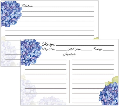 Recipe Cards 4x6, Premium Double-Sided Recipe Cards, 60 PCS Blank Recipe Cards for Wedding, Bridal Shower, Housewarming(4x6, Blue Hydrangea)...