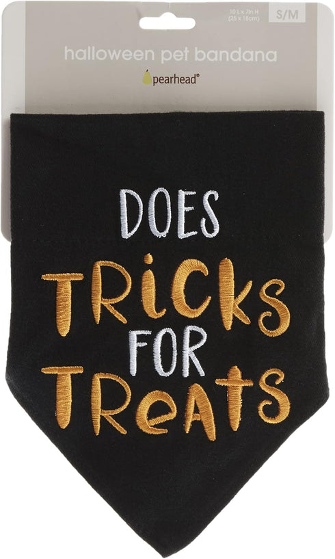 Pearhead Trick or Treat Bandana, Fall Holiday Dog Apparel, Halloween Dog Costume, Dog Slip On Collar Accessories, Small/Medium, S/M...