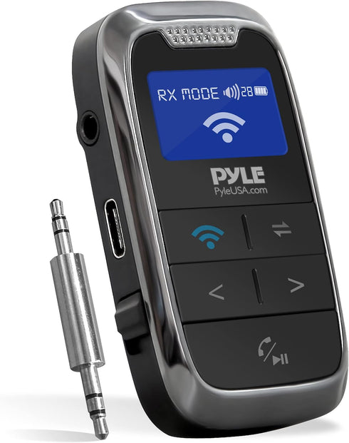 PyleUsa Wireless Bluetooth Streaming Transmitter Receiver - 2-in-1 Audio Adapter for Home Appliances, Car, and Other Uses LCD Display, and AUX Aud...