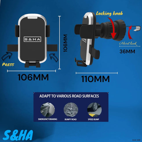 S&HA. 2024 Universal Cell Phone Holder Mount for car with 360° Rotatable Head for iPhone 15/14/13, Samsung Phone. LG, HTC, Motorola, BlackBerry, N...