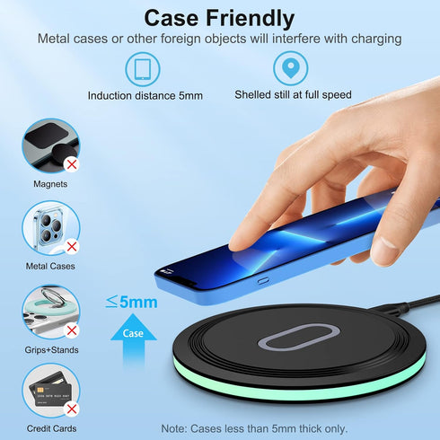 15W Wireless Charger Fast Charging Pad for Samsung Galaxy S24 S23 S22 S21 S20 Ultra 5G S10 S9 S8,Galaxy Buds,Note 20 10 9 8,Google Pixel 8 7 6 Pro...