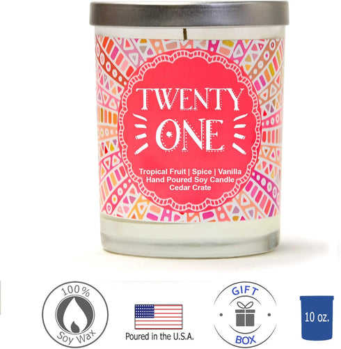 Cedar Crate Market - Twenty One - 21st Birthday Gifts for Her, Finally Legal, R.I.P Fake ID, 21st Birthday Candles Gift idea for Women, Happy Bday...
