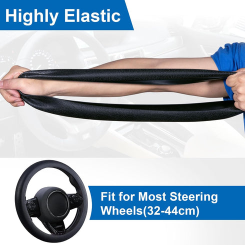 Spurtar Steering Wheel Cover 14"-15" Anti-Slip Car Steering Wheel Protector, Soft Odorless Silicone Leather Texture Steering Cover, Great Grip Cov...