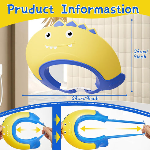 Baby Shower Cap Shield for Kids Bath Visor for Toddlers Shampoo Bath Bathing Hat Silicone Adjustable Visor Hat for Eye and Ear Protection for 1-9 ...