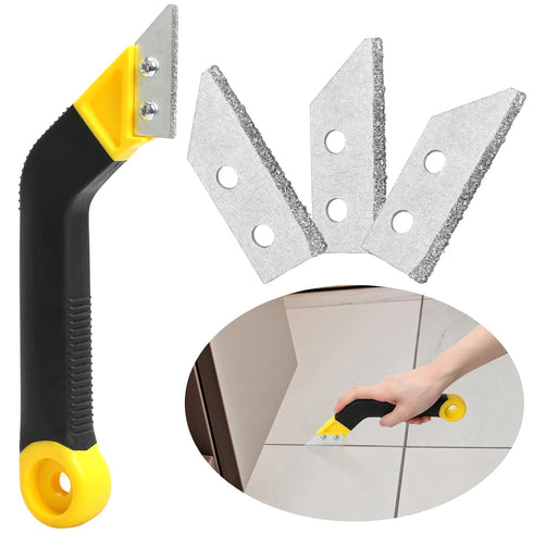 Grout Remover Tile Grout Saw Angled Grout Scraping Rake Tool with 3 Pieces Extra Replacement Accessories for Tile Cleaning...