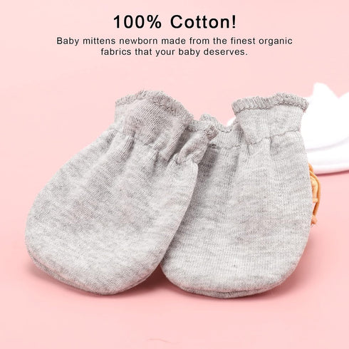 BQUBO Newborn Infant Toddler Mittens No Scratch Cotton Elastic Wrist Gloves Hypoallergenic for 0-6 Months Baby Boys Girls...