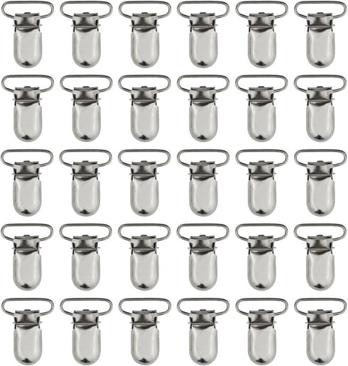 25pcs 1" Pacifier Suspender Clips, Marrywindix Pacifier Clips for Making Pacifier Holders Bib Clips Toy Holder Silver...
