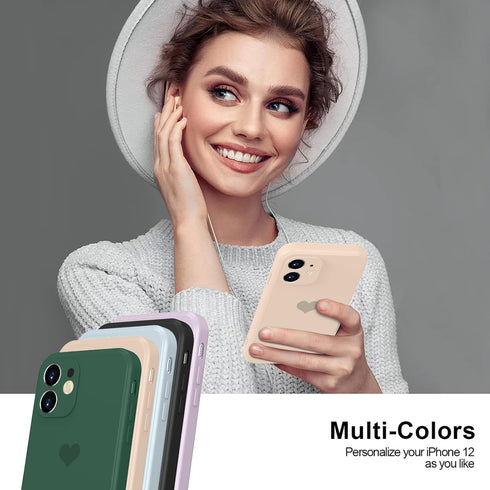 iPhone 12 Case, Phone Case iPhone 12 Pro, Slim Thin Cute Heart Silicone Design Shockproof Protective Soft Bumper Drop Protection Girls Women Boys ...