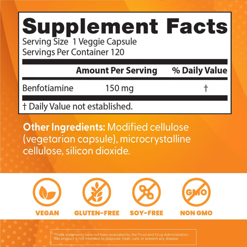 Doctors BEST Benfotiamine 150, Supports Glycemic Balance & Metabolic Response, Non-GMO, Gluten Free, Soy Free, Vegan 120 Veggie Caps...