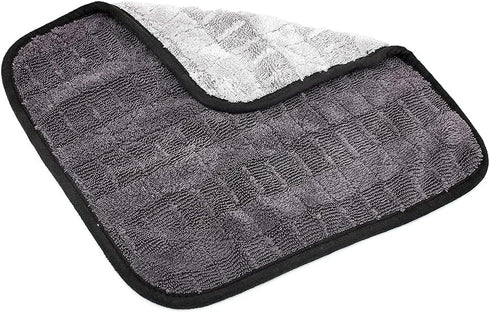 The Rag Company Gauntlet Car Drying Towel - 70/30 Korean Microfiber, Dries Faster Without Scratching, 900gsm, 12x12 inches, Ice Grey/Grey, 3 Pack...