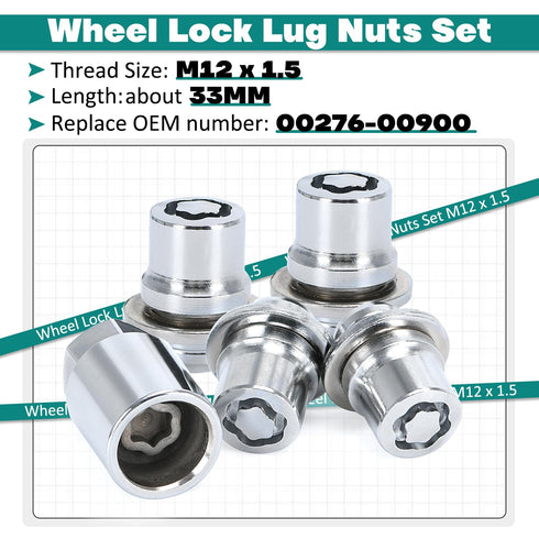 00276-00900 Wheel Lock Lug Nuts Kit M12 x 1.5 Compatible with Toyota Avalon C-HR Camry Celica Corolla Highlander Matrix Mirai MR2 Prius RAV4 Sienn...