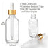 AOZITA Set of 4, 2 oz Golden Cap Clear Dropper Bottles (60ml) with 1 Funnel & 4 Labels - Glass Tincture Bottles for Essential Oils with Eye Droppe...