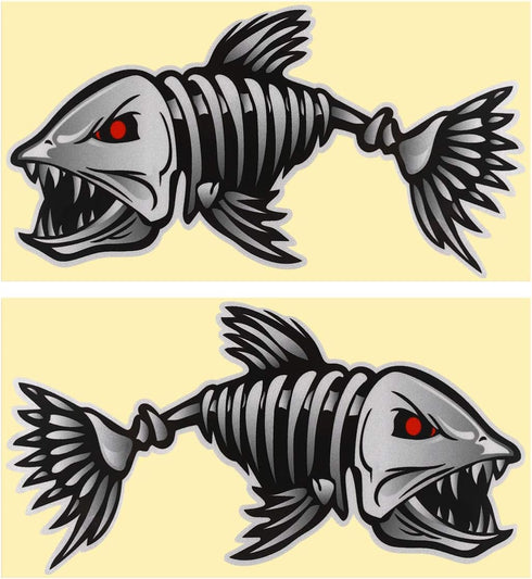 WINOMO 2Pcs 10x5 inch Fish Skeleton Decals Sticker Vinyl Auto Decal Sticker for Kayak Fishing Car...