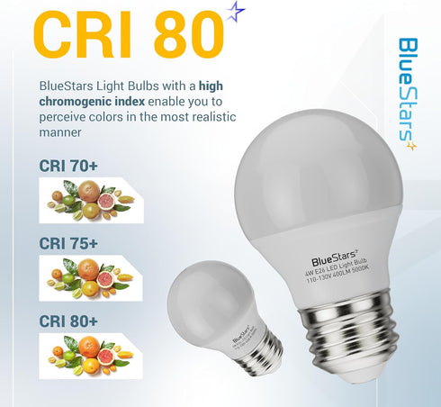 BlueStars A15 LED Refrigerator Light Bulb 4W (40 Watt Equivalent) E26 Base Non-Dimmable 400lm 120V Appliance Bulb, 5000K Daylight, Waterproof for ...