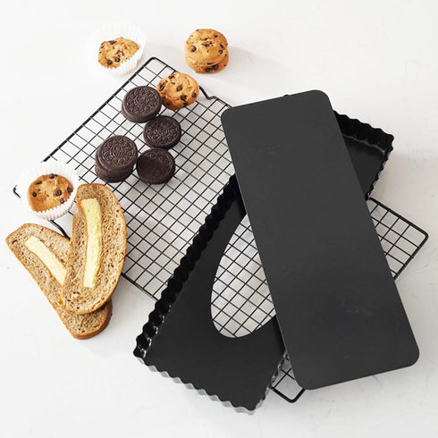 Tosnail 2 Pack 14" x 5.75" Non-Stick Quiche Pan Tart Pan with Removeable Bottom Rectangular Pie Baking Pan...