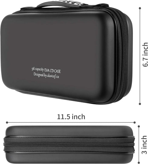alavisxf xx CD Case, 96 Capacity EVA Protective Blu-ray DVD Case Portable Zipper CD Case Holder Disc Storage Organizer Wallet Bag for Car Home Tra...