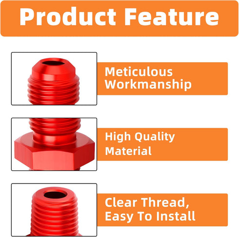 GASHER 5PCS 4AN Male Flare to 1/8" NPT Male Pipe Fitting Straight Aluminum Adapter Fitting Red...