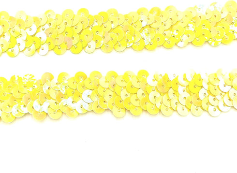 3 Yards Yellow Elastic Sequin Ribbon Trim Glitter Metallic Stretch Flat Sequin Fabric Ribbon Lace for DIY Crafts,Sewing, Dress Costume,Wedding Emb...